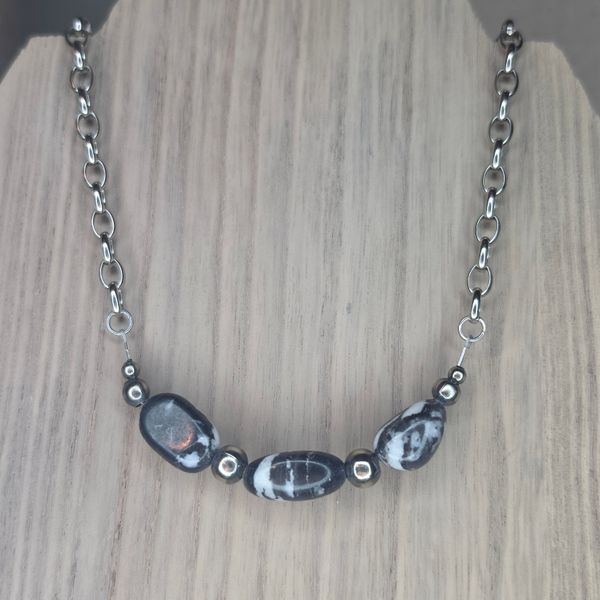 18" Zebra Jasper Bar Necklace