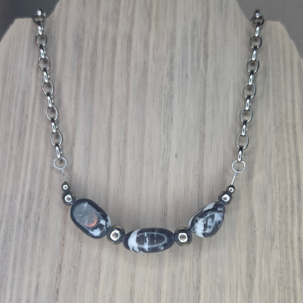 18" Zebra Jasper Bar Necklace